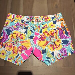 Lilly Pulitzer Pink and Yellow Bermuda Shorts Vibrant Summer Style